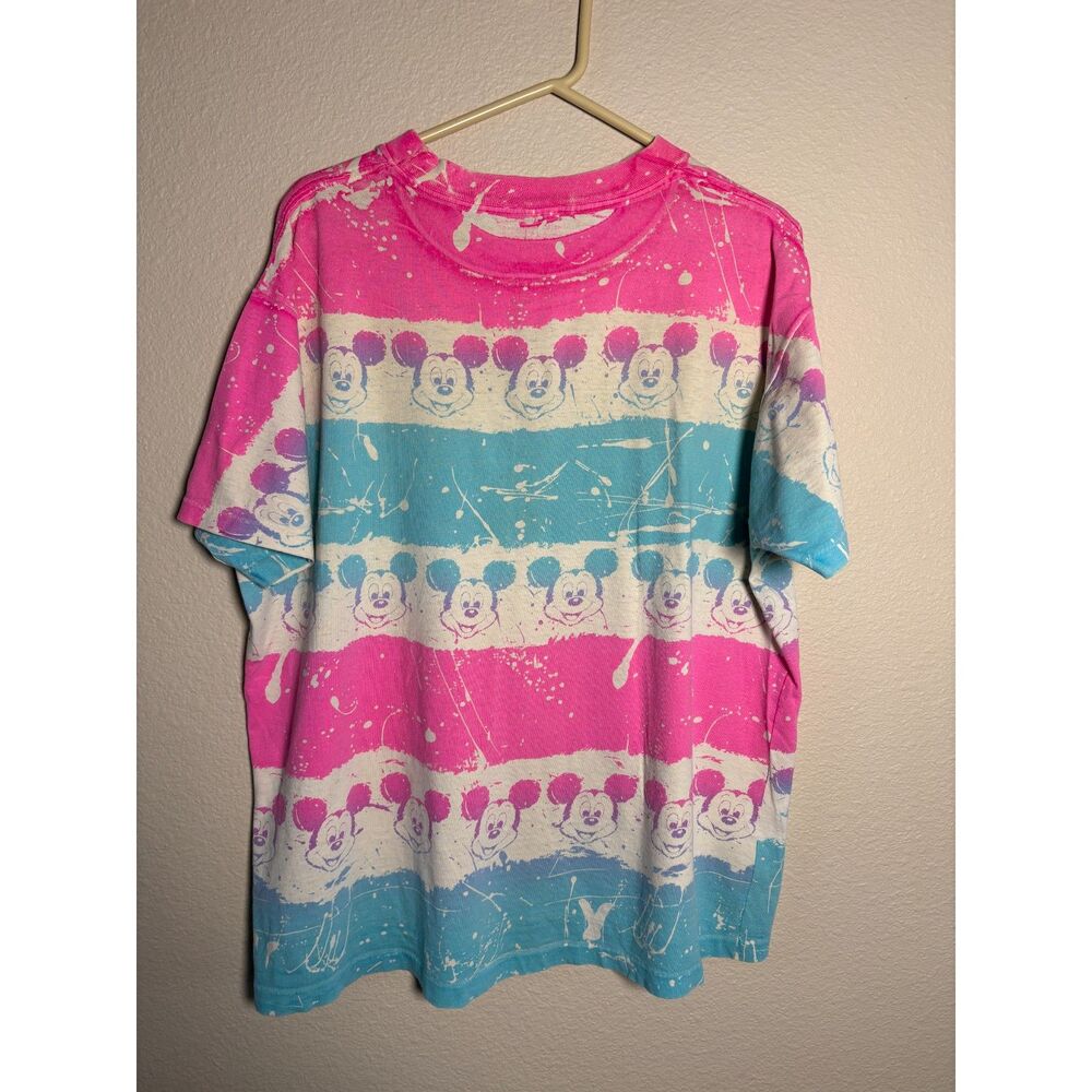 VTG 90's Disney Mickey Mouse Tie Dye AOP Single Stitched T-Shirt Men's L USA